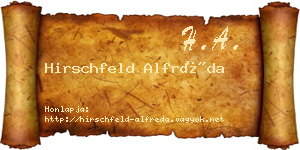 Hirschfeld Alfréda névjegykártya